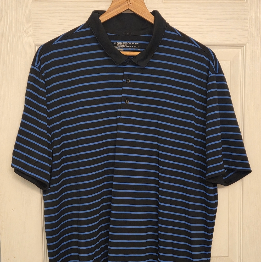 Nike Dri-Fit Black and Blue Polo/Golf Shirt